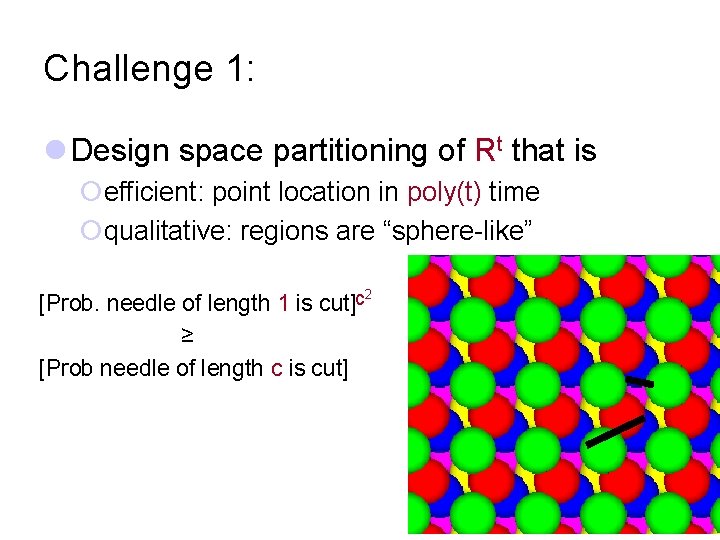 Challenge 1: l Design space partitioning of Rt that is ¡efficient: point location in