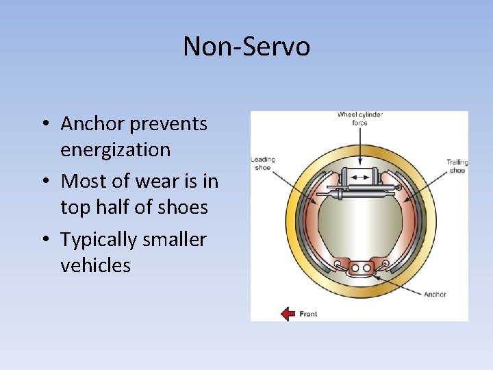 Non-Servo • Anchor prevents energization • Most of wear is in top half of