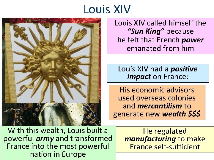 Louis XIV called himself the “Sun King” because he felt that French power emanated
