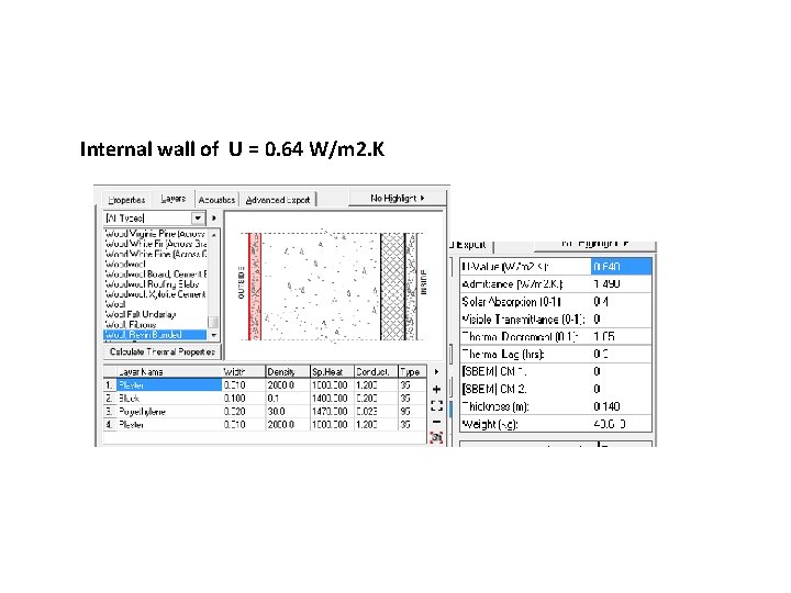 Internal wall of U = 0. 64 W/m 2. K 