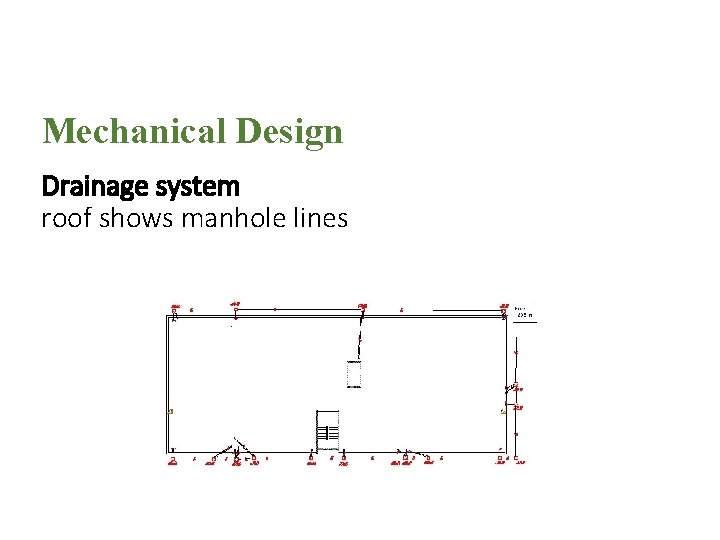 Mechanical Design Drainage system roof shows manhole lines 