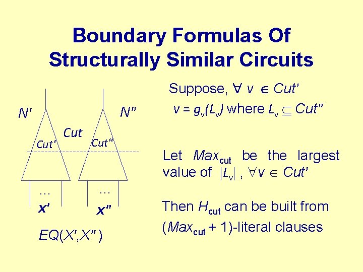 Boundary Formulas Of Structurally Similar Circuits N" N' Cut' … x' Cut" … x"