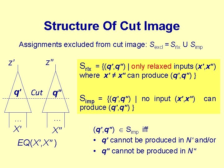 Structure Of Cut Image Assignments excluded from cut image: Sexcl = Srlx U Simp