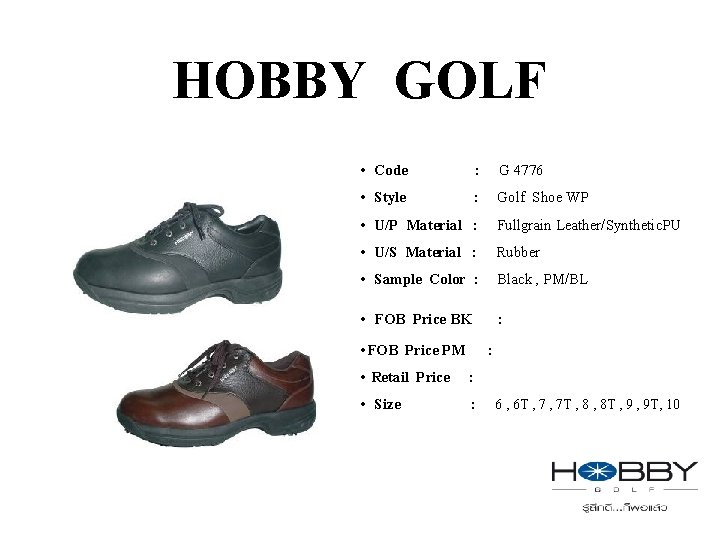 HOBBY GOLF • Code : G 4776 • Style : Golf Shoe WP •