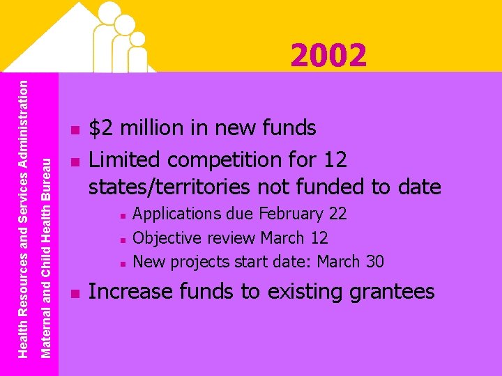 n Maternal and Child Health Bureau Health Resources and Services Administration 2002 n $2