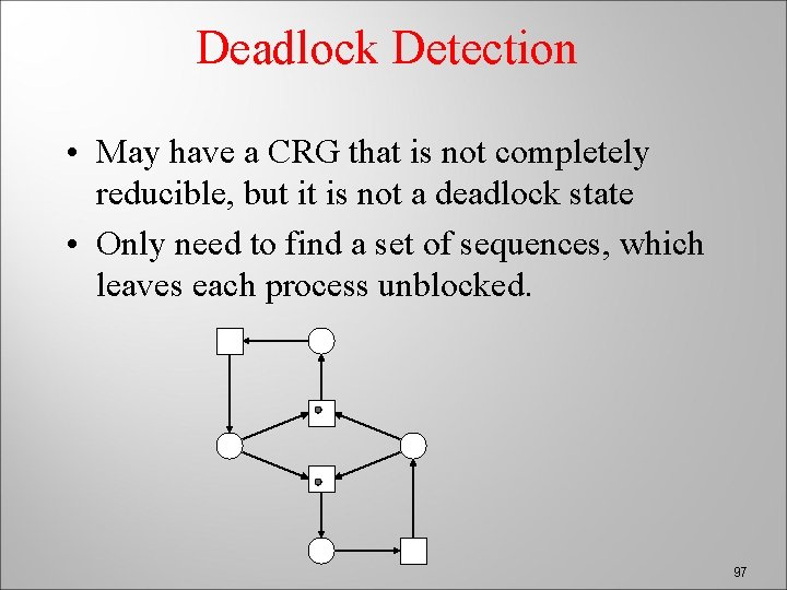 Deadlock Detection • May have a CRG that is not completely reducible, but it