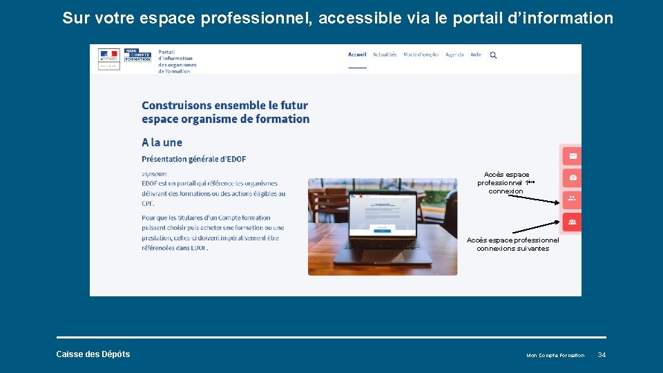 Sur votre espace professionnel, accessible via le portail d’information Accès espace professionnel 1ère connexion