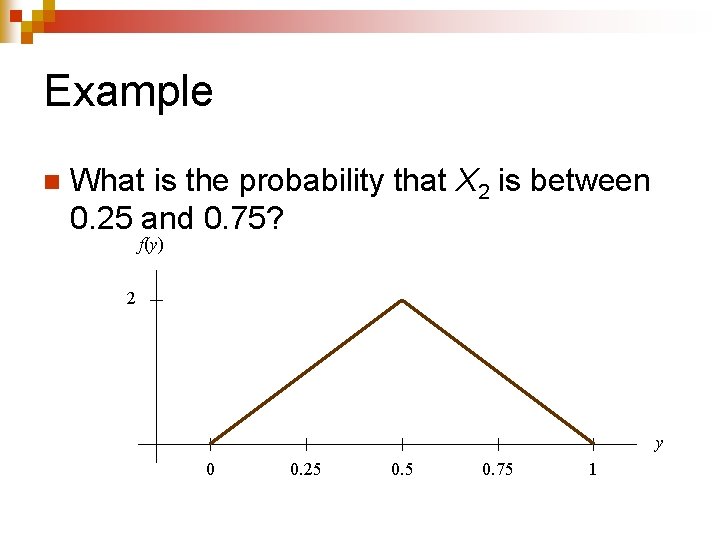 Example n What is the probability that X 2 is between 0. 25 and