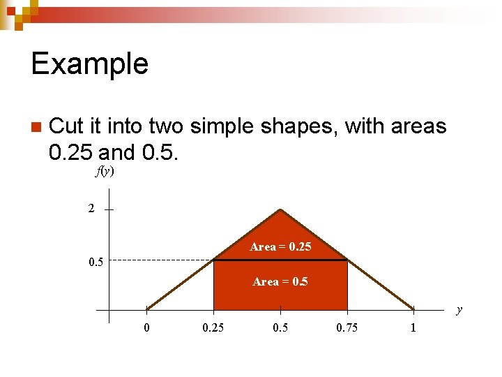 Example n Cut it into two simple shapes, with areas 0. 25 and 0.