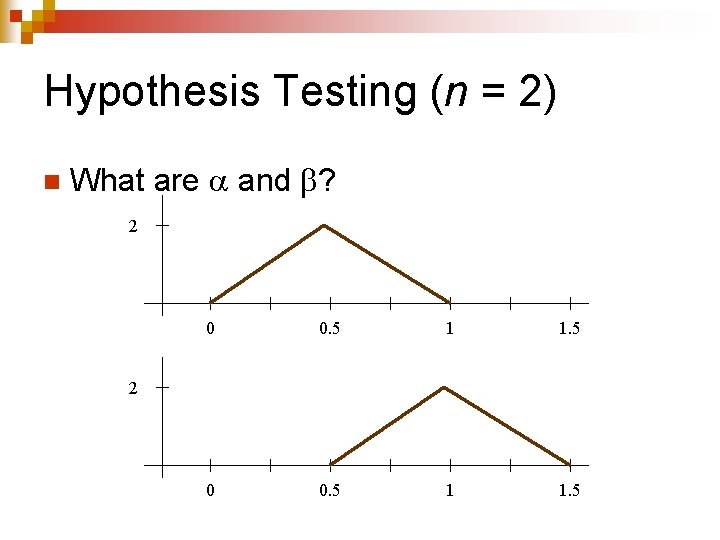 Hypothesis Testing (n = 2) n What are and ? 2 0 0. 5