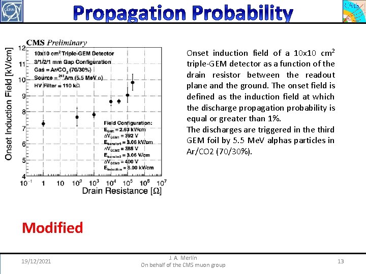 Onset induction field of a 10 x 10 cm 2 triple-GEM detector as a