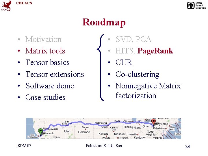 CMU SCS Roadmap • • • Motivation Matrix tools Tensor basics Tensor extensions Software