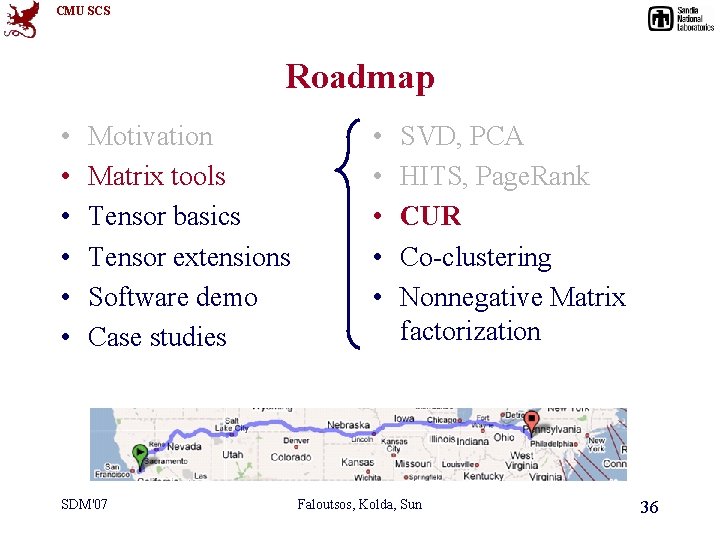 CMU SCS Roadmap • • • Motivation Matrix tools Tensor basics Tensor extensions Software