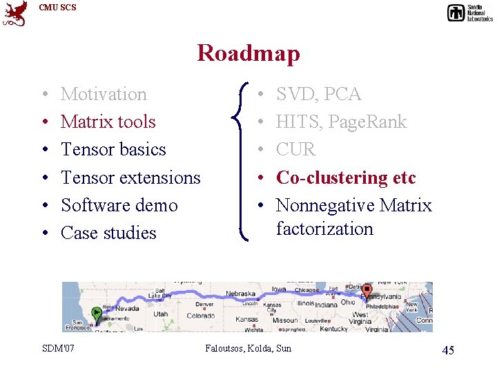 CMU SCS Roadmap • • • Motivation Matrix tools Tensor basics Tensor extensions Software