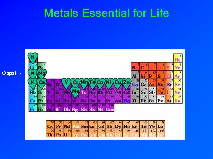 Metals Essential for Life Oops! Metals Essential for Life Oops!