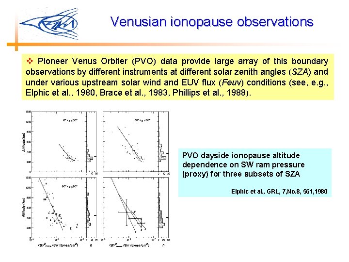 Venusian ionopause observations v Pioneer Venus Orbiter (PVO) data provide large array of this