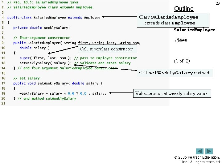 Outline 26 Class Salaried. Employee extends class Employee Salaried. Employee. java Call superclass constructor