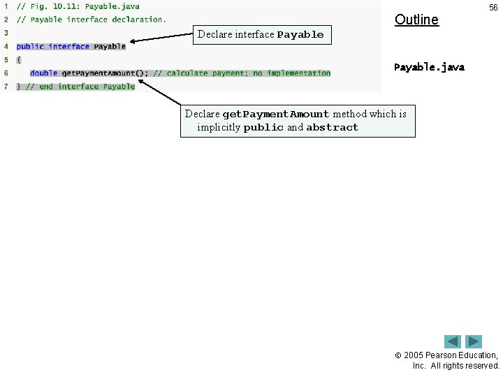 Outline 56 Declare interface Payable. java Declare get. Payment. Amount method which is implicitly