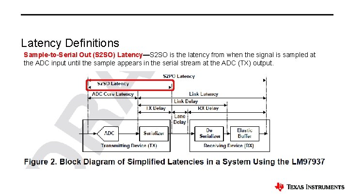 Latency Definitions Sample-to-Serial Out (S 2 SO) Latency—S 2 SO is the latency from