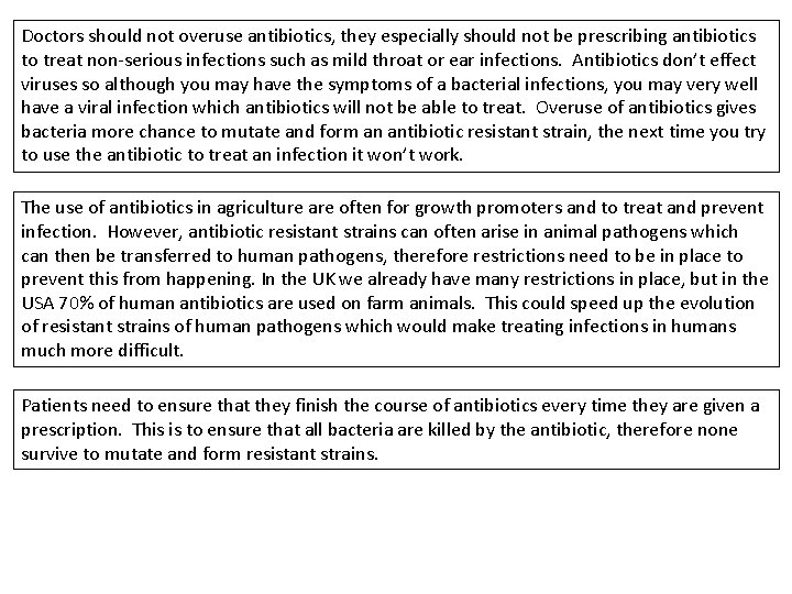 Doctors should not overuse antibiotics, they especially should not be prescribing antibiotics to treat