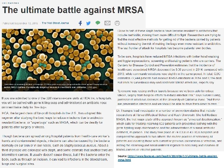 Source: http: //www. foxnews. com/health/2016/09/13/ultimate-battle-againstmrsa. html 