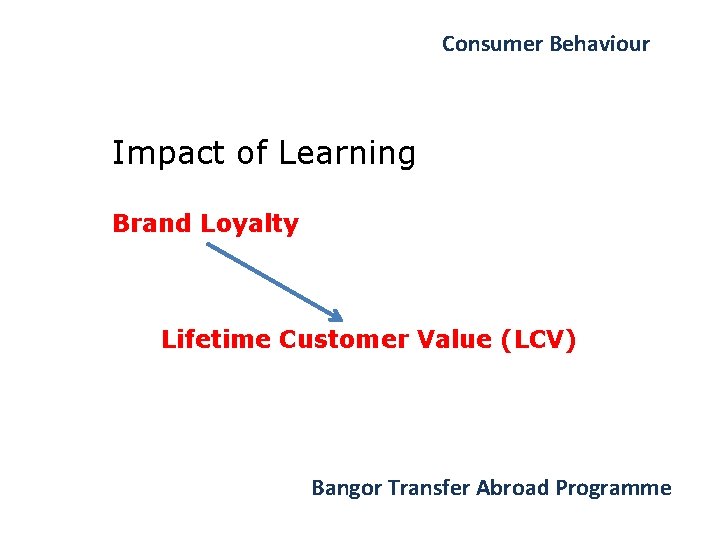 Consumer Behaviour Impact of Learning Brand Loyalty Lifetime Customer Value (LCV) Bangor Transfer Abroad