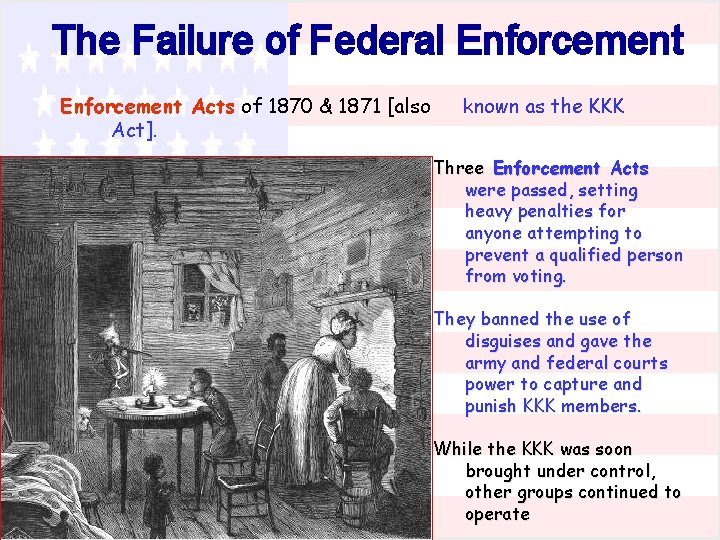 The Failure of Federal Enforcement Acts of 1870 & 1871 [also Act]. known as