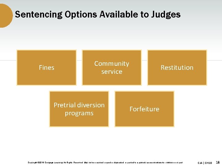 Sentencing Options Available to Judges Fines Community service Pretrial diversion programs Restitution Forfeiture Copyright