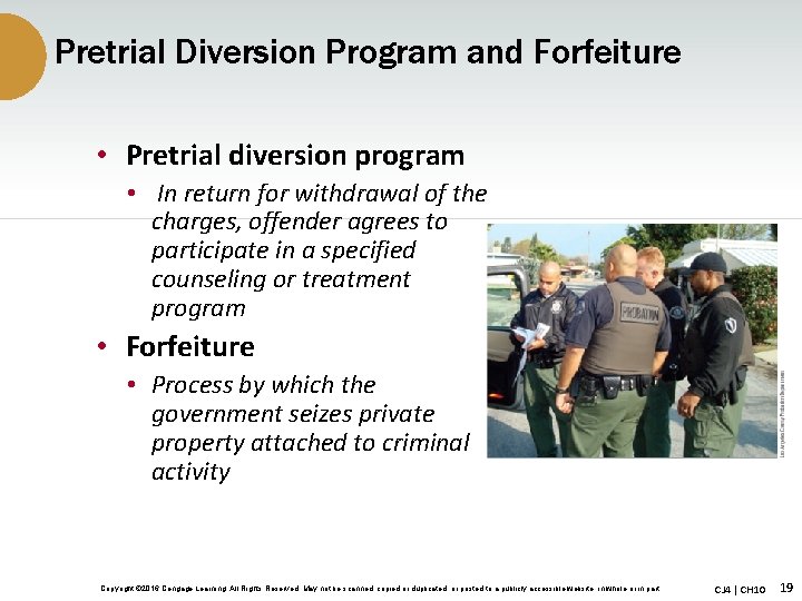 Pretrial Diversion Program and Forfeiture • Pretrial diversion program • In return for withdrawal