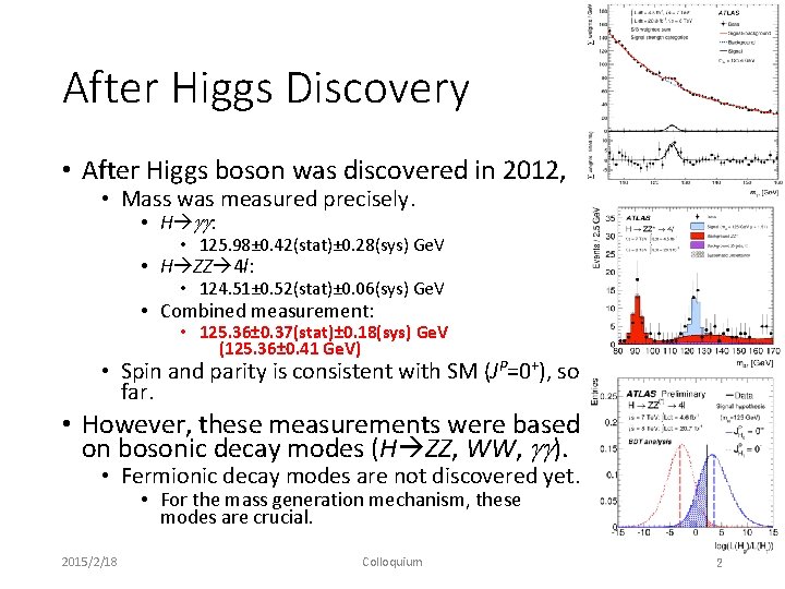 After Higgs Discovery • After Higgs boson was discovered in 2012, • Mass was