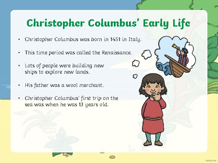 Aim To know about Christopher Columbus Success Criteria