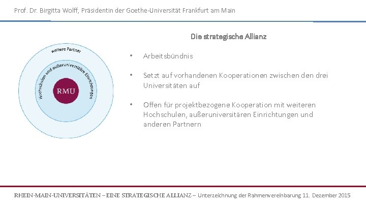Prof. Dr. Birgitta Wolff, Präsidentin der Goethe-Universität Frankfurt am Main Die strategische Allianz •