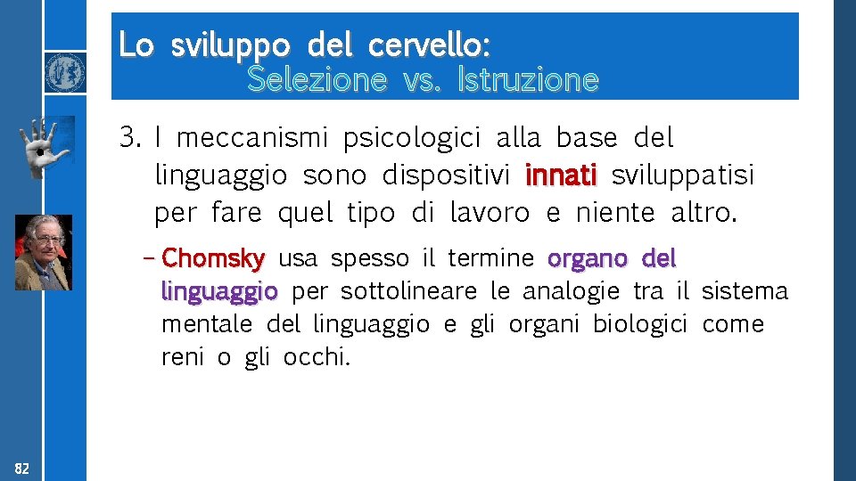 Lo sviluppo del cervello: Selezione vs. Istruzione 3. I meccanismi psicologici alla base del