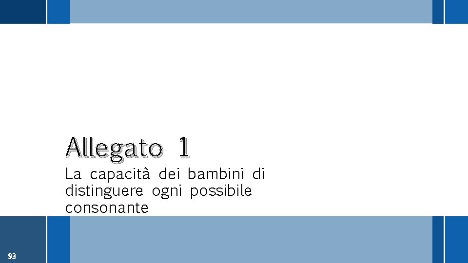 Allegato 1 La capacità dei bambini di distinguere ogni possibile consonante 93 