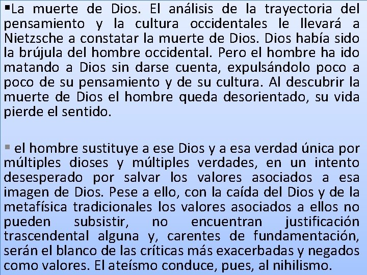 §La muerte de Dios. El análisis de la trayectoria del pensamiento y la cultura