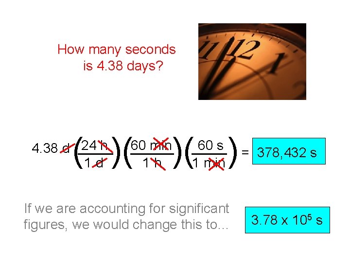 How many seconds is 4. 38 days? ( )( 24 h 4. 38 d