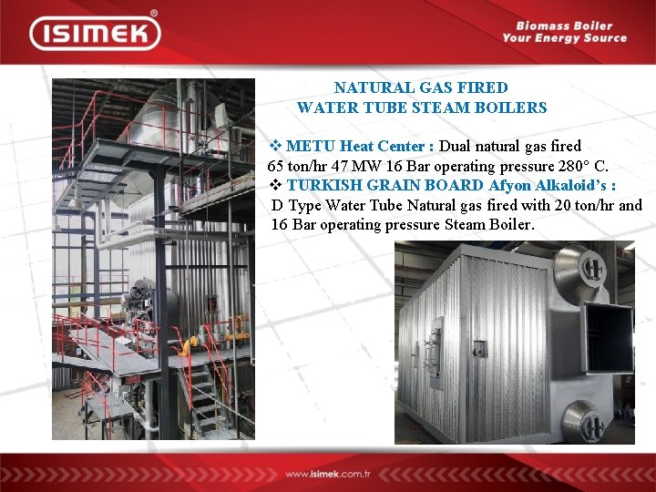 NATURAL GAS FIRED WATER TUBE STEAM BOILERS v METU Heat Center : Dual natural