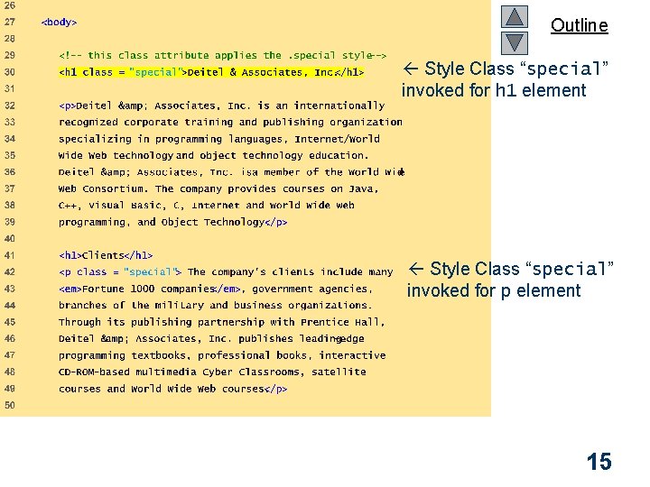 Outline Style Class “special” invoked for h 1 element declared. html (2 of 3)