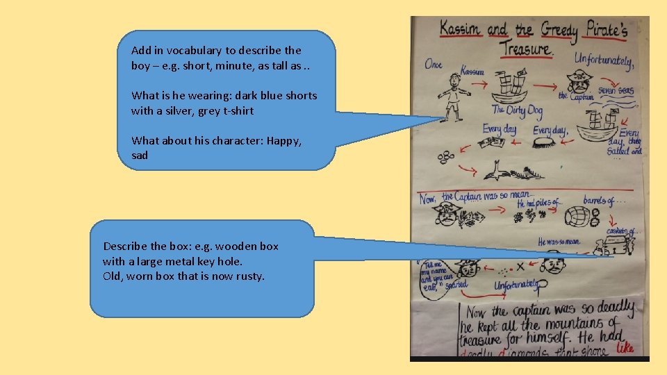 Add in vocabulary to describe the boy – e. g. short, minute, as tall