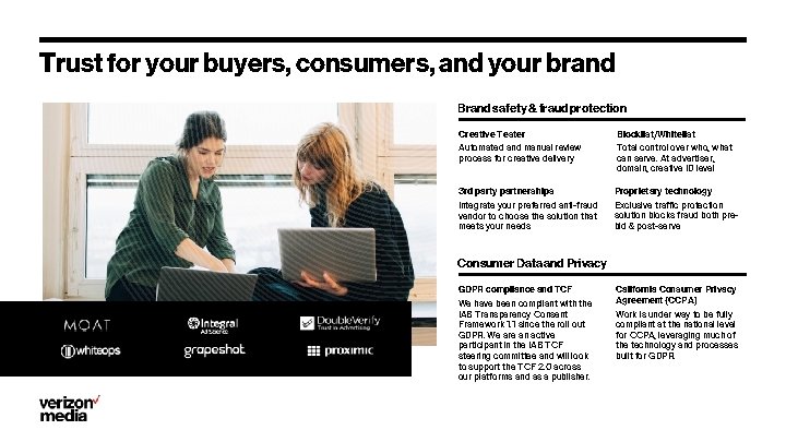 Trust for your buyers, consumers, and your brand Brand safety & fraud protection Creative
