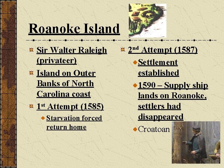 Roanoke Island Sir Walter Raleigh (privateer) Island on Outer Banks of North Carolina coast