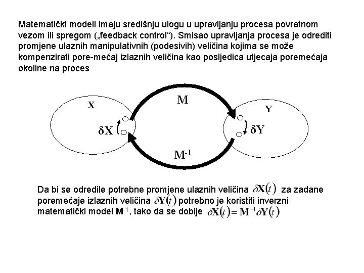 Matematički modeli imaju središnju ulogu u upravljanju procesa povratnom vezom ili spregom („feedback control“).