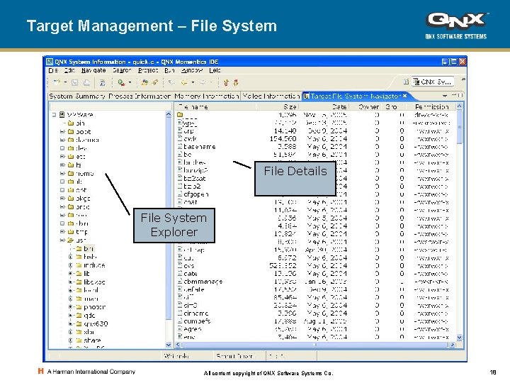 Target Management – File System File Details File System Explorer All content copyright of