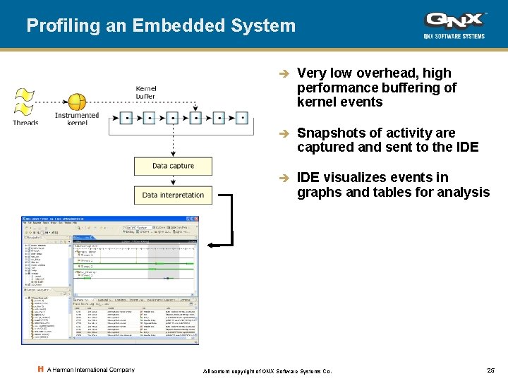 Profiling an Embedded System è Very low overhead, high performance buffering of kernel events