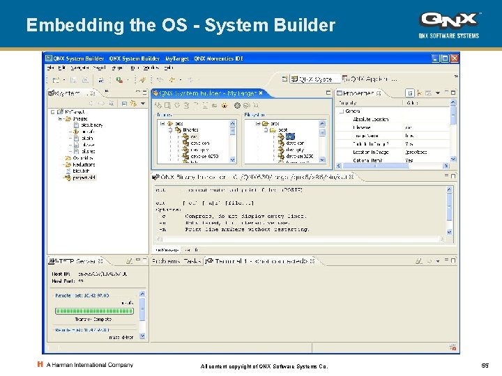 Embedding the OS - System Builder All content copyright of QNX Software Systems Co.