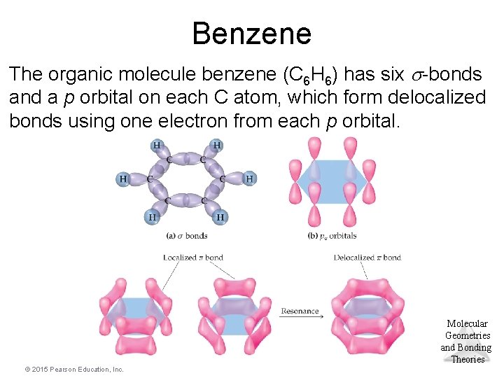 Benzene The organic molecule benzene (C 6 H 6) has six -bonds and a