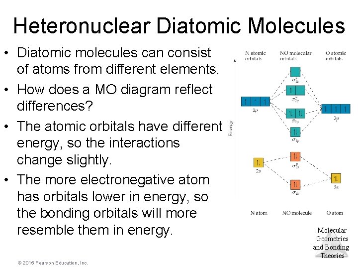 Heteronuclear Diatomic Molecules • Diatomic molecules can consist of atoms from different elements. •