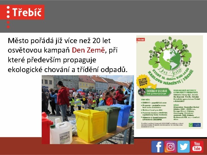 Město pořádá již více než 20 let osvětovou kampaň Den Země, při které především