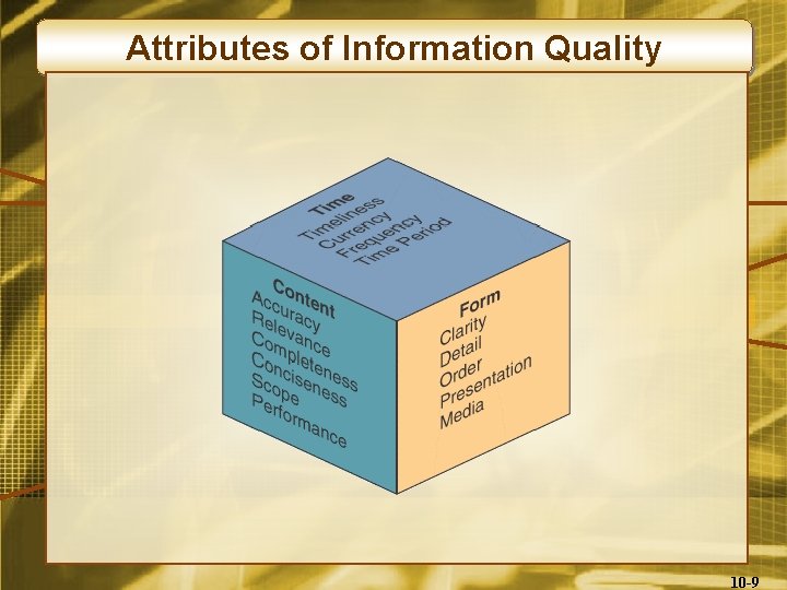 Attributes of Information Quality 10 -9 