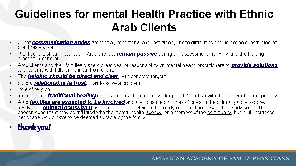 Guidelines for mental Health Practice with Ethnic Arab Clients • • Client communication styles